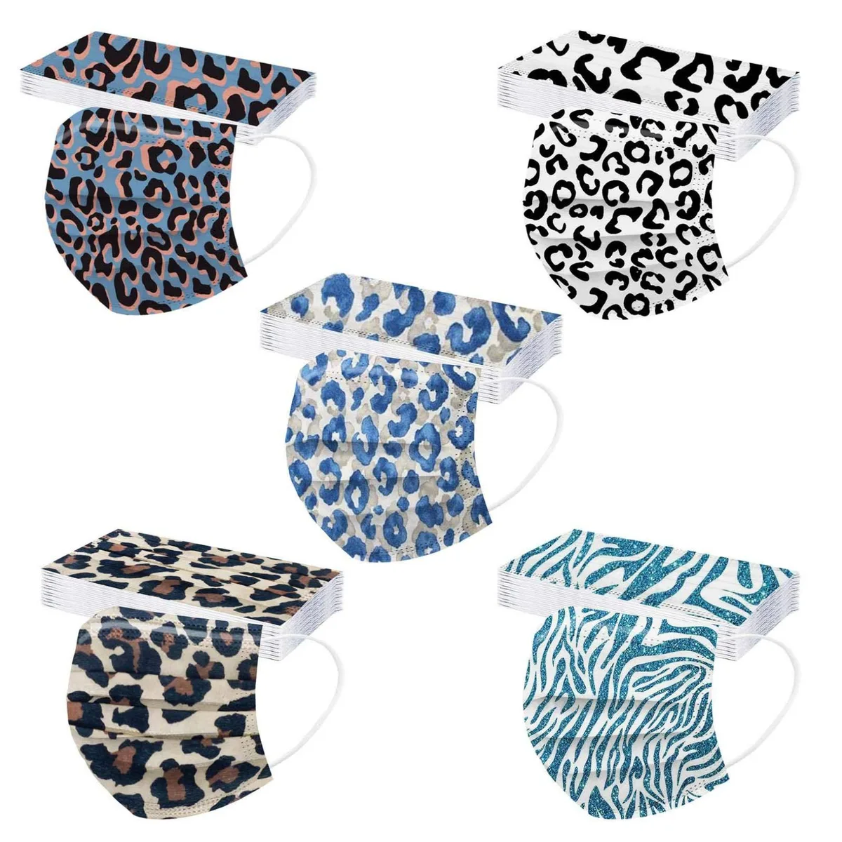  Generic 50 Pack Leopard Disposable Face Mask Green — product photo