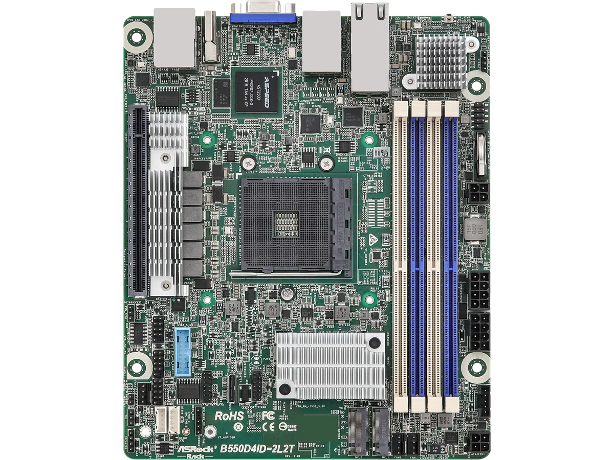 ASRock Rack ASRock Rack B550D4ID-2L2T Deep mini-ITX server motherboard AM4 DDR4 3200 10GbE — product photo