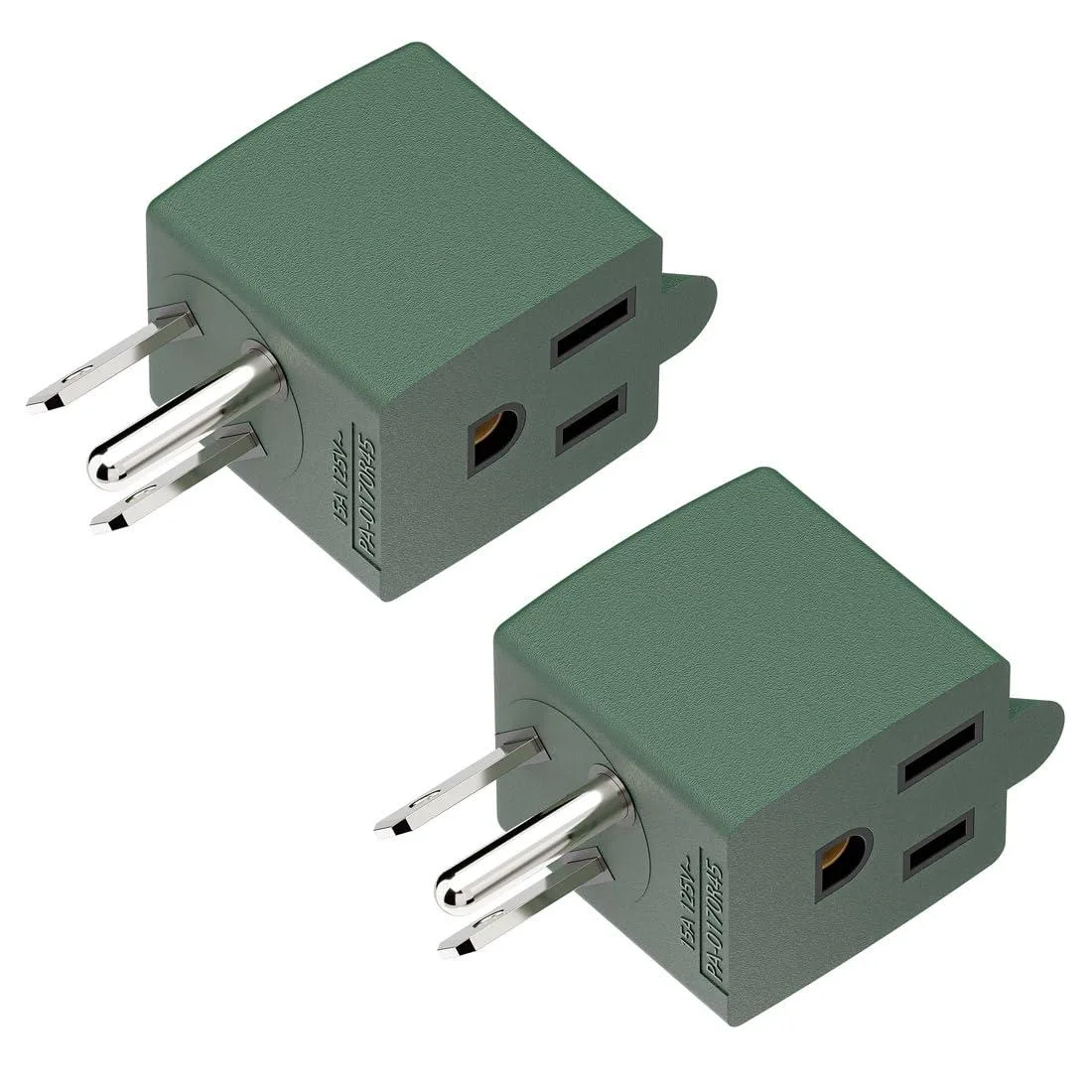 LORDWORLD LORDWORLD 90° 5-15P to 5-15R Adapter Green 1870W 2-Pack — product photo