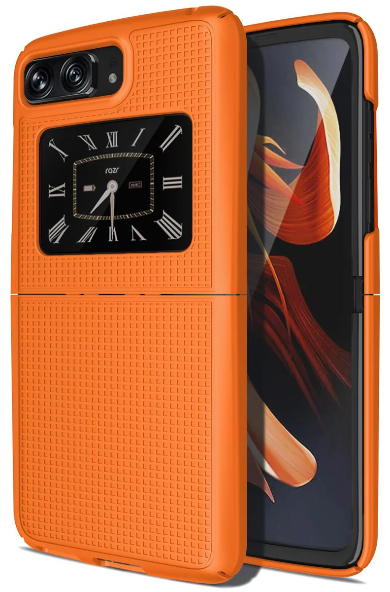 Nakedcellphone Nakedcellphone Textured Grid Hard Case Orange for Motorola Moto RAZR 3 5G (2022) — product photo