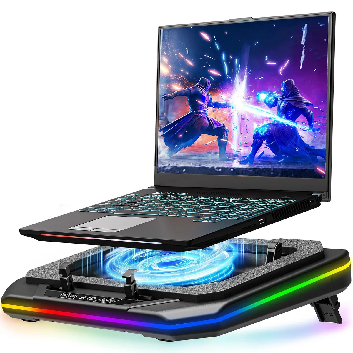  ENHANCE RGB Laptop Cooling Pad 13-19 Inch 3500RPM 4.72in Turbo Fan Blue — product photo