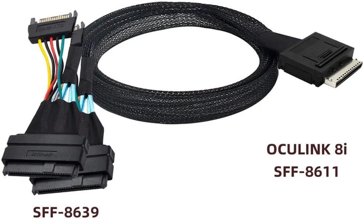 Vszerda Vszerda OCuLink PCIe SFF-8611 8x 8-Lane to Dual SFF-8639 U.2 4x Active Cable 50cm — product photo