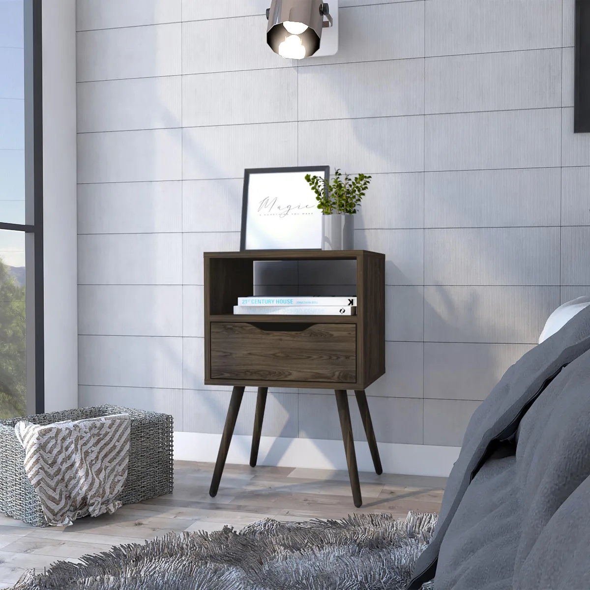 tuphen tuphen Bedroom Set Nightstand Dark Walnut 24.8in High — product photo
