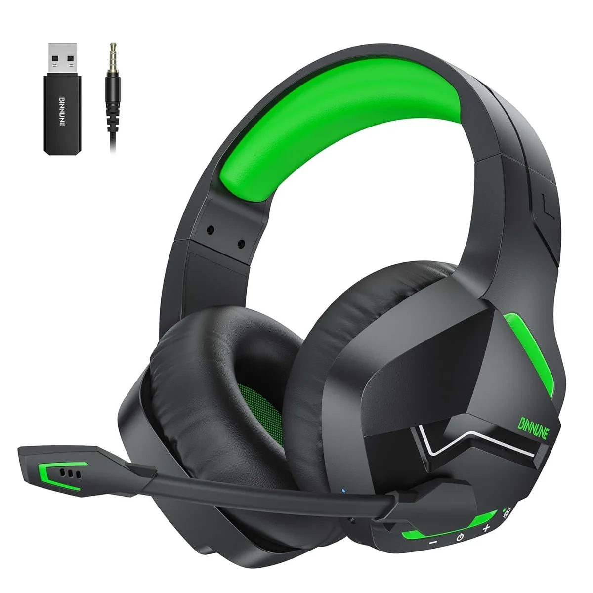 BINNUNE BW01 2.4 GHz Bluetooth 5.3 Wireless Headset Green — product photo