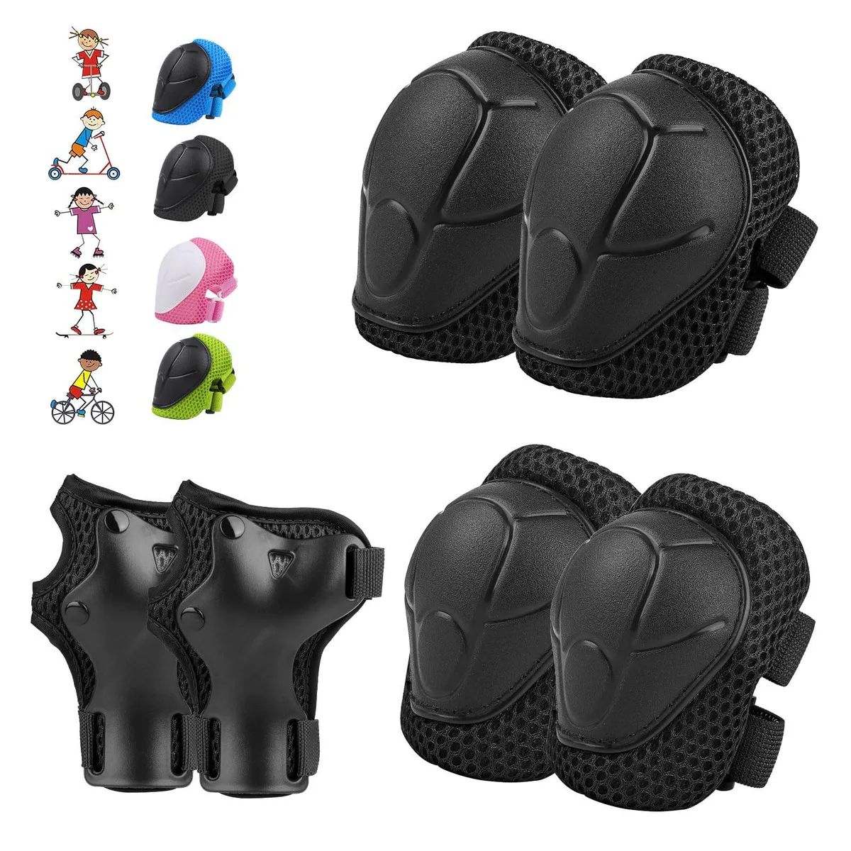  WayEee 6PCS Kids Protective Gear Set Black S 3-10 Age — product photo