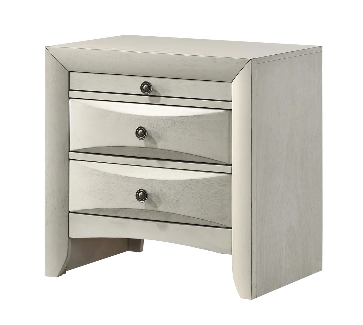 tuphen tuphen Contemporary White Nightstand Curved Drawers 25.63" 16.81" 25.39"H — product photo