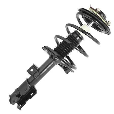 Unity 11184 front right complete strut assembly, silver metal coil spring and damper unit with top mount