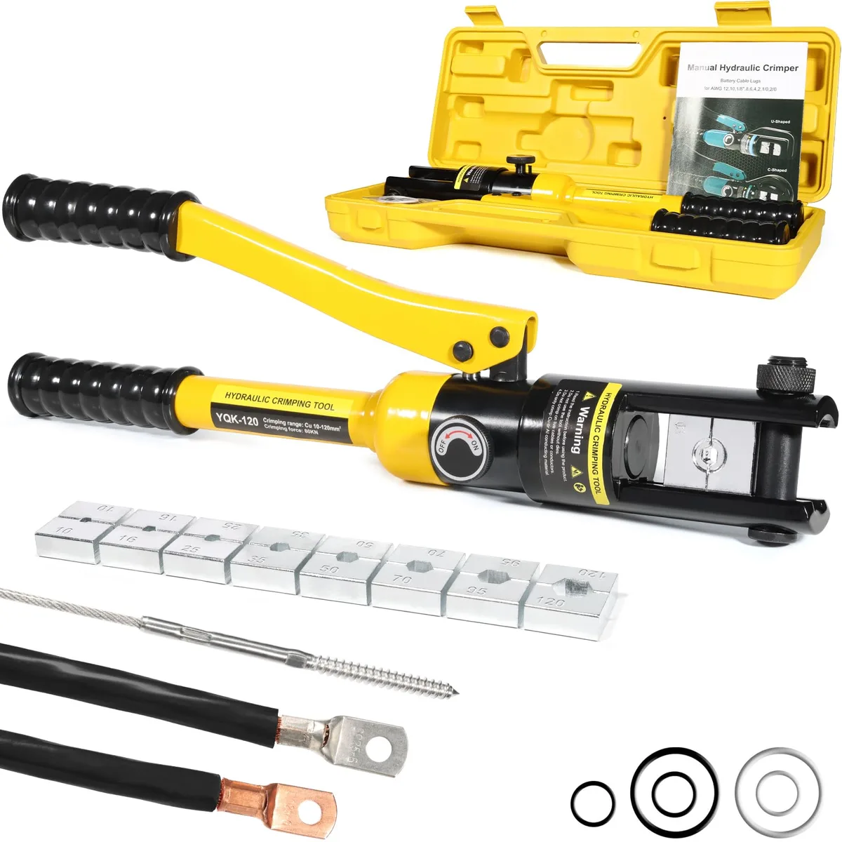 KEHIPI KEHIPI 12TON-H 12 Ton Hydraulic Crimping Plier 8 Dies 8AWG-250MCM — product photo