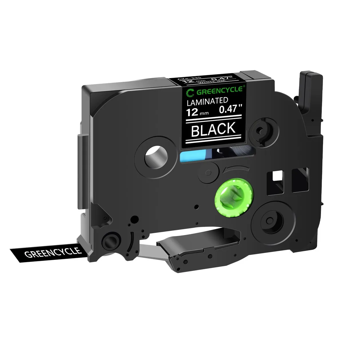 GREENCYCLE GREENCYCLE TZe-335 12mm White on Black Laminated Tape 26.2ft labelmaker — product photo