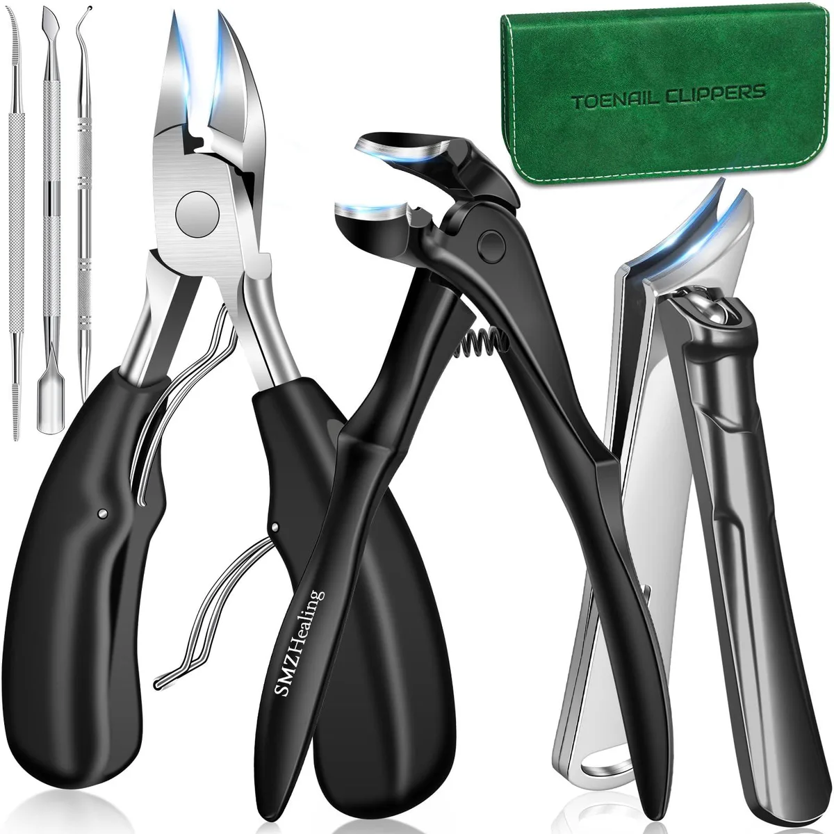  22-7 6pc Toenail Clipper Set Long Handle Angled 37mm Wide Jaw 45° Slanted — product photo
