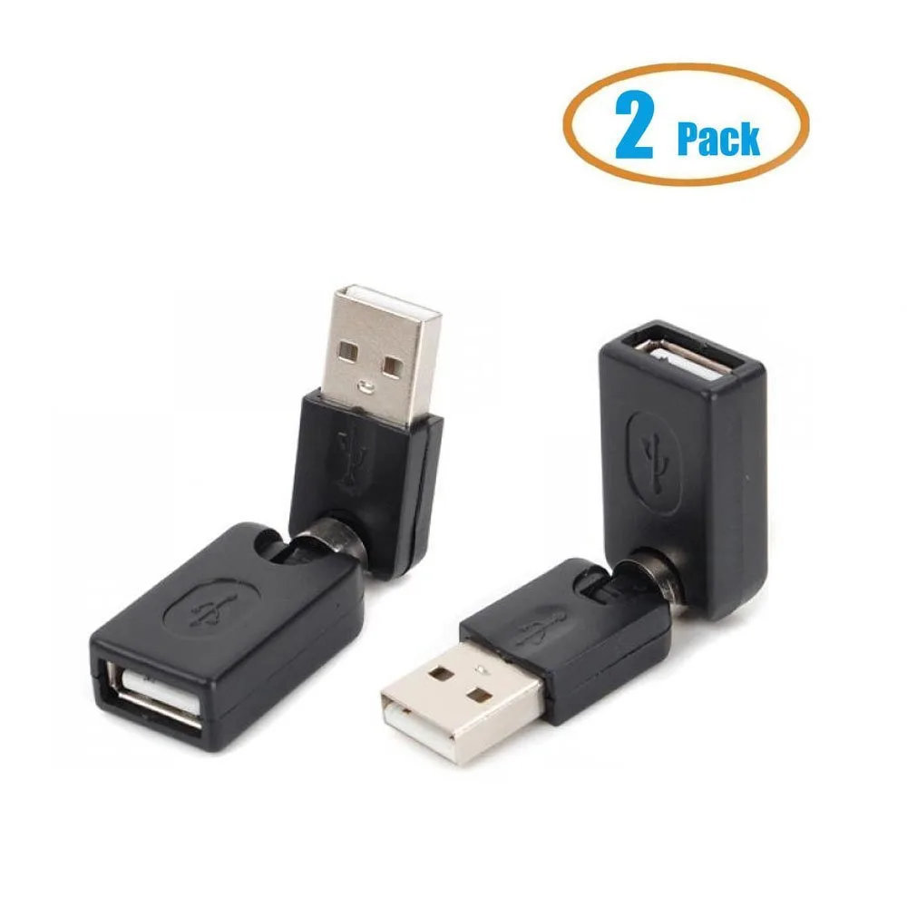TeKit TeKit 360° Swivel USB 2.0 A Male to Female Adapter Cable (Black) — product photo