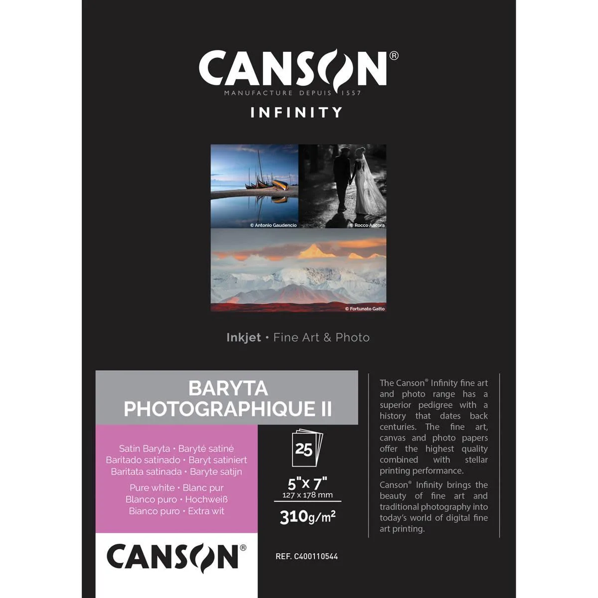 Canson Canson Baryta Photographique II 310gsm paper 5x7 inch 25 sheets — product photo