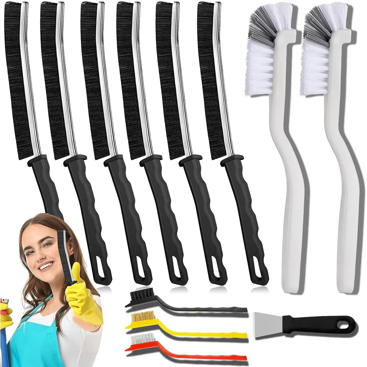 Crevice Cleaning Brush 12pcs Hard Bristle Kit — product photo