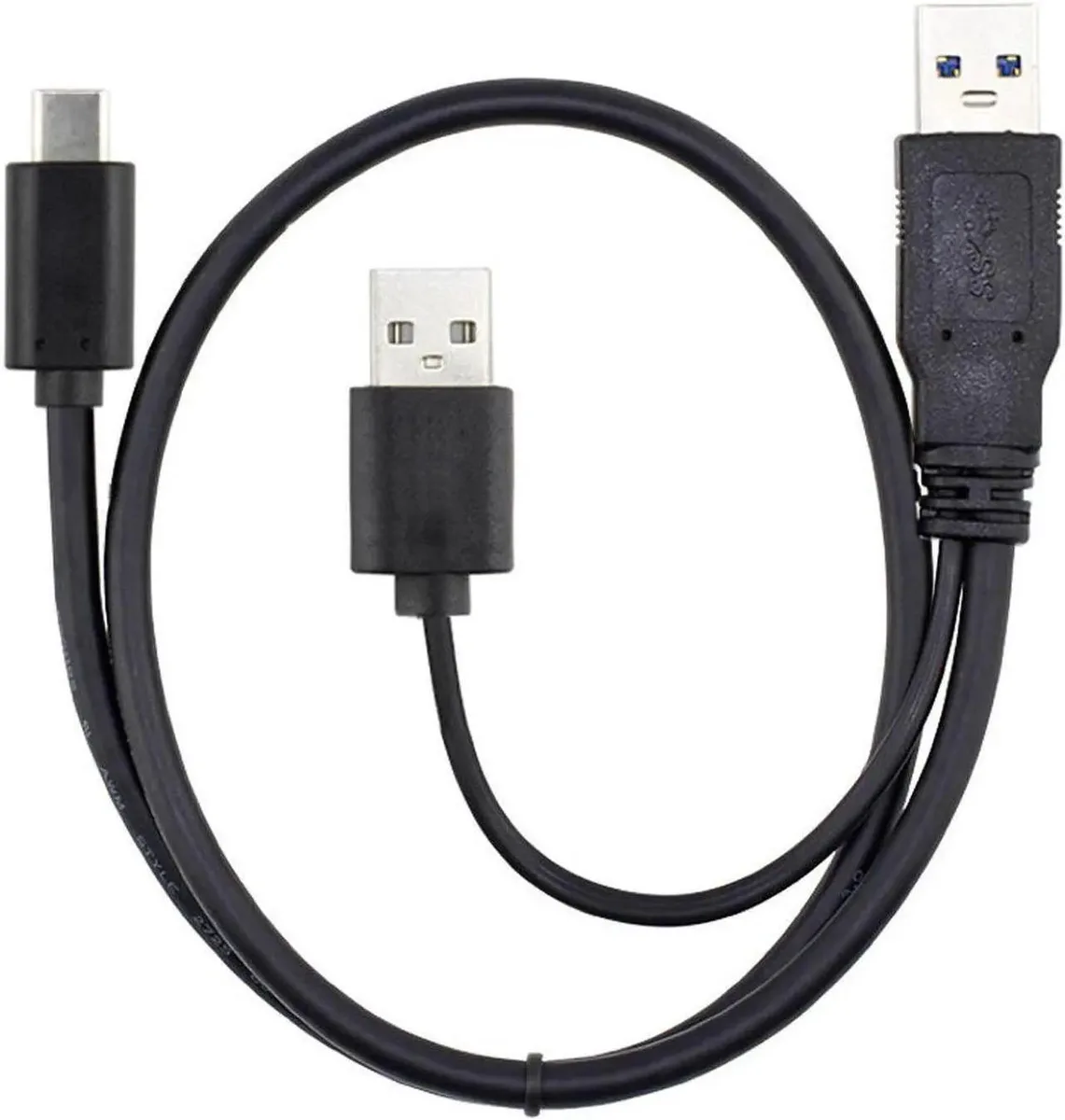 Vszerda Vszerda USB 3.0 & 2.0 Dual Power to USB-C Y Cable 60cm Black — product photo