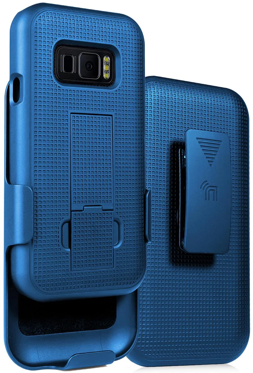 Nakedcellphone Nakedcellphone Kickstand Case + Belt Clip Holster Combo Blue for Samsung Galaxy XCover FieldPro SM-G889A — product photo