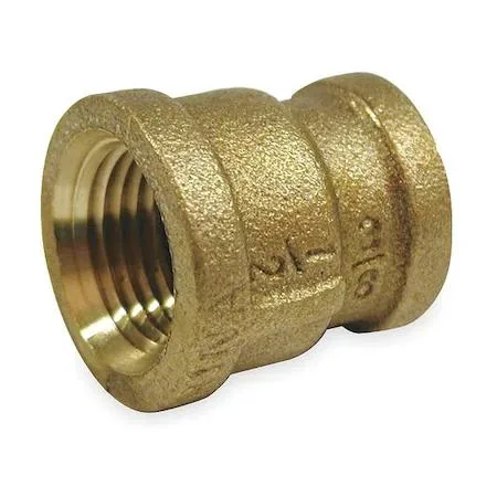 Hexagonal red brass reducing coupling with threaded ends