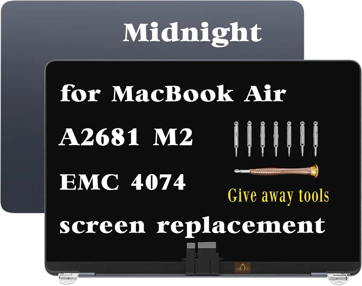 NUOLAISUN NUOLAISUN A2681 Screen Replacement for MacBook Air M2 2022 13.6 inch EMC 4074 (Midnight) laptop screen — product photo