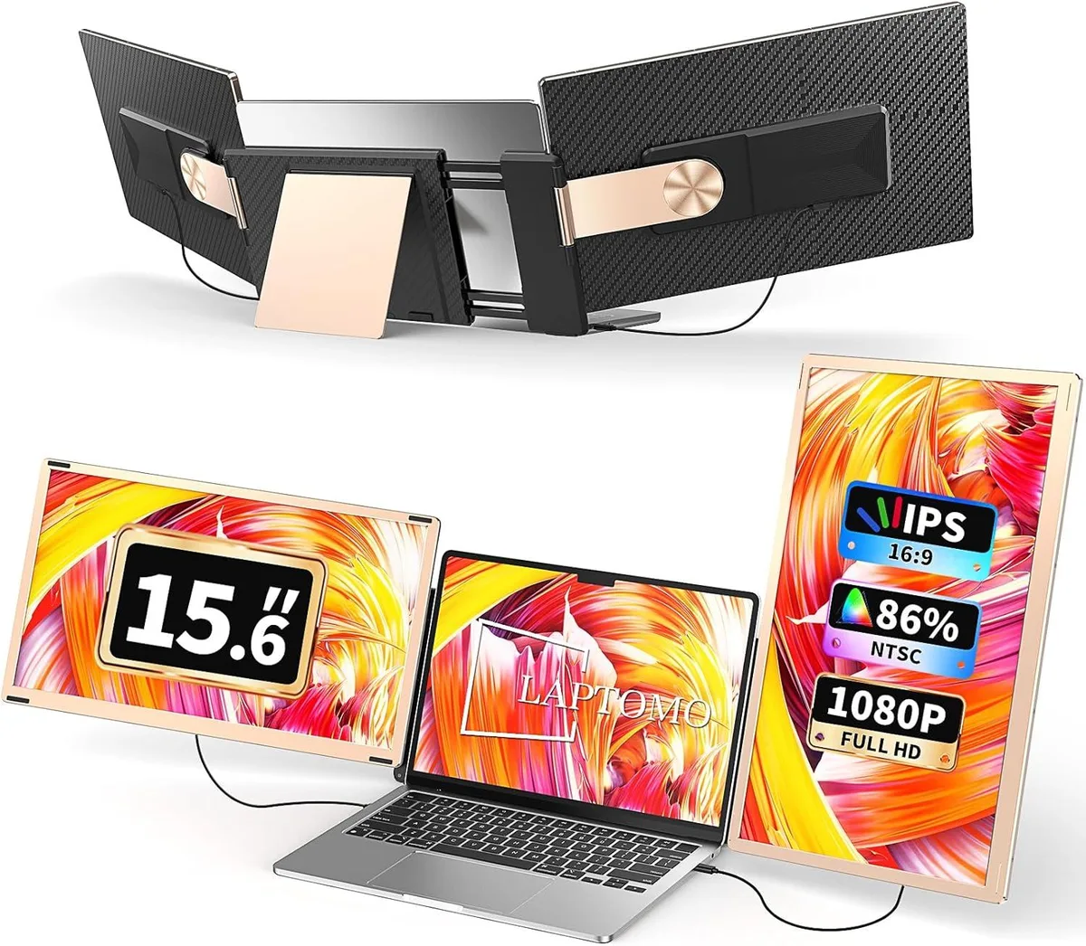 Laptomo Laptomo 15.6" Triple Screen Extender Gold — product photo