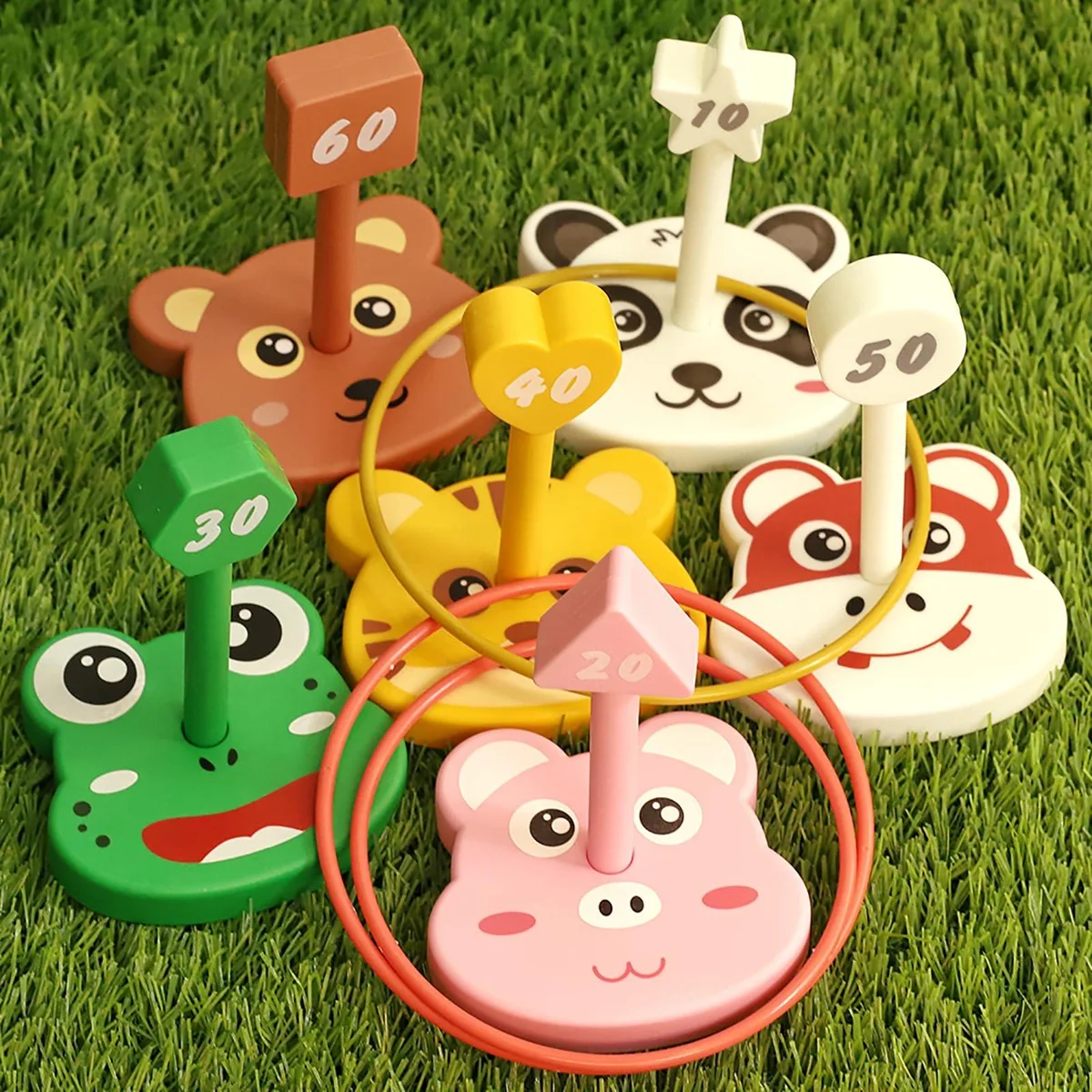 QUERCITRON Animal Ring Toss Game 42 Pieces — product photo