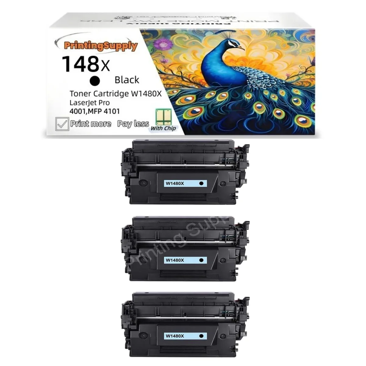 Ninestar Technology Ninestar Technology W1480X 3-pack high yield black toner cartridge — product photo