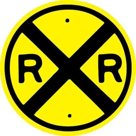 Lyle RXR traffic sign, 30 in aluminium circle with mounting holes
