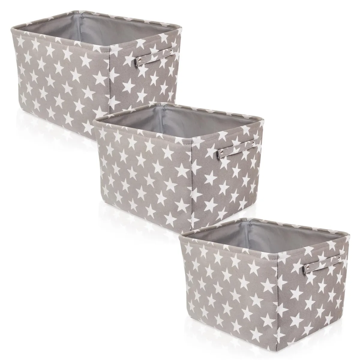 Altatac Altatac Basket-Gray-Wht-Stars-3Pk bath storage 3-pack 16.5x12.5x7.5 in — product photo