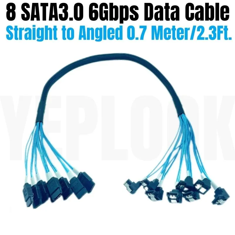 YEPLOOK YEPLOOK 0.7 m 8 SATA 3.0 Straight to Angled 6Gbps Data Cable Blue — product photo