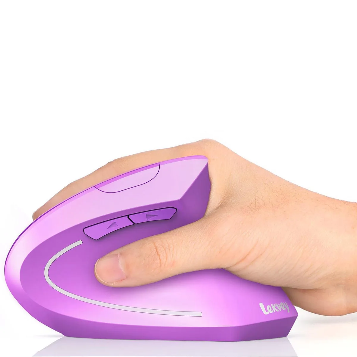  Lekvey Vertical Wireless Ergonomic Mouse Purple 1800 DPI 6 Buttons Rechargeable — product photo