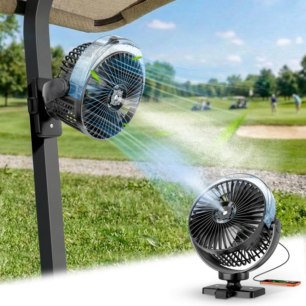  Westinghouse BYN-GCF-01 Golf Cart Misting Fan 12000mAh Black — product photo