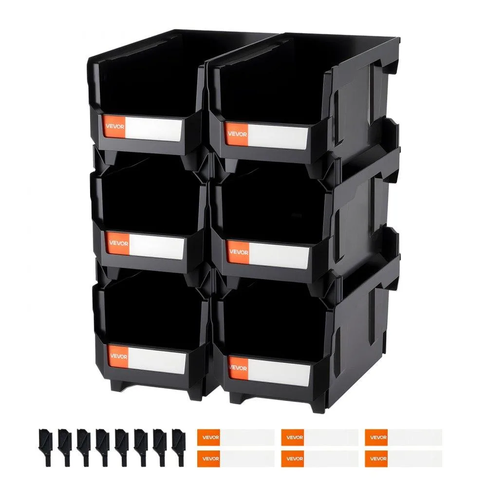 VEVOR VEVOR Stackable Storage Bins 14.8×8.5×7.1 in 6 Pack Black — product photo