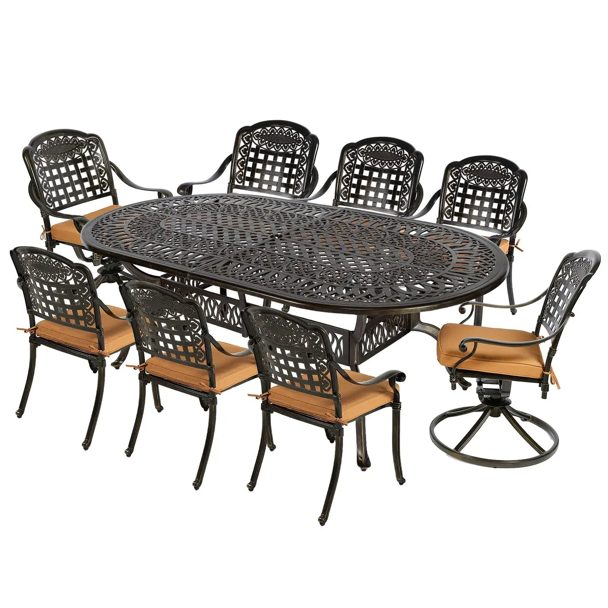 MEETWARM MEETWARM 9-Piece Patio Furniture Set with 2 Swivel Rocker Chairs — product photo