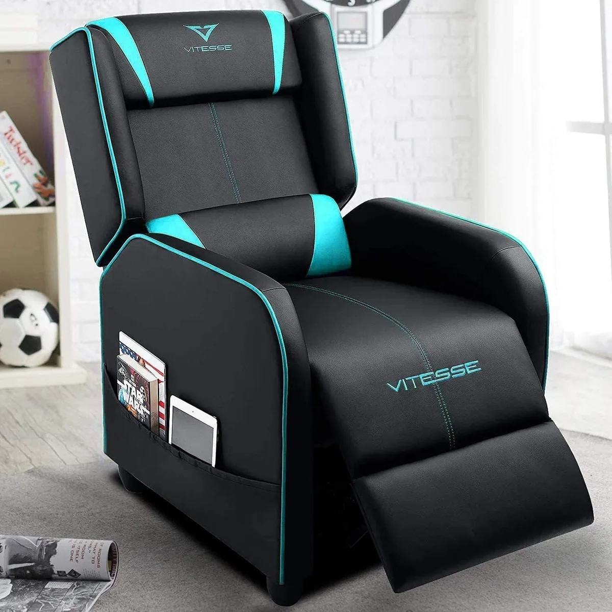 Vitesse Vitesse Gaming Recliner Chair Teal 90-180° 300 lbs — product photo
