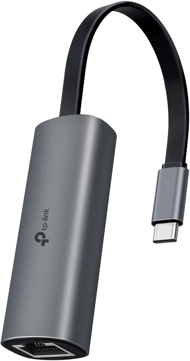 Compact USB-C to 2.5G Ethernet adapter in aluminium finish