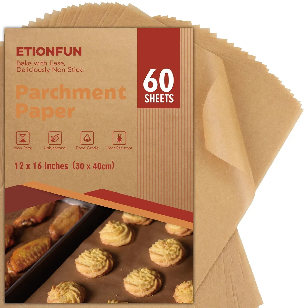 A stack of 60 unbleached parchment sheets 12 by 16 inches