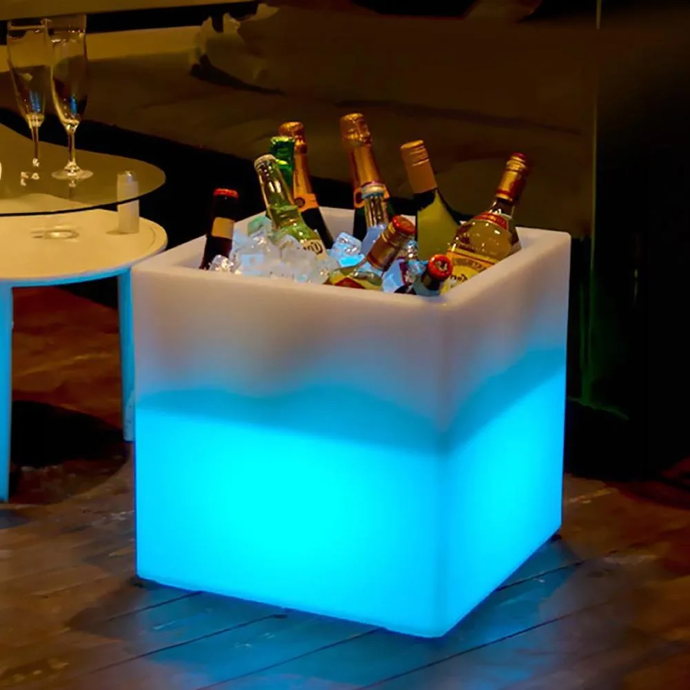 Vandue Corporation Vandue Corporation LED Glowing Ice Bucket Cooler White 15.8in Remote Control — product photo