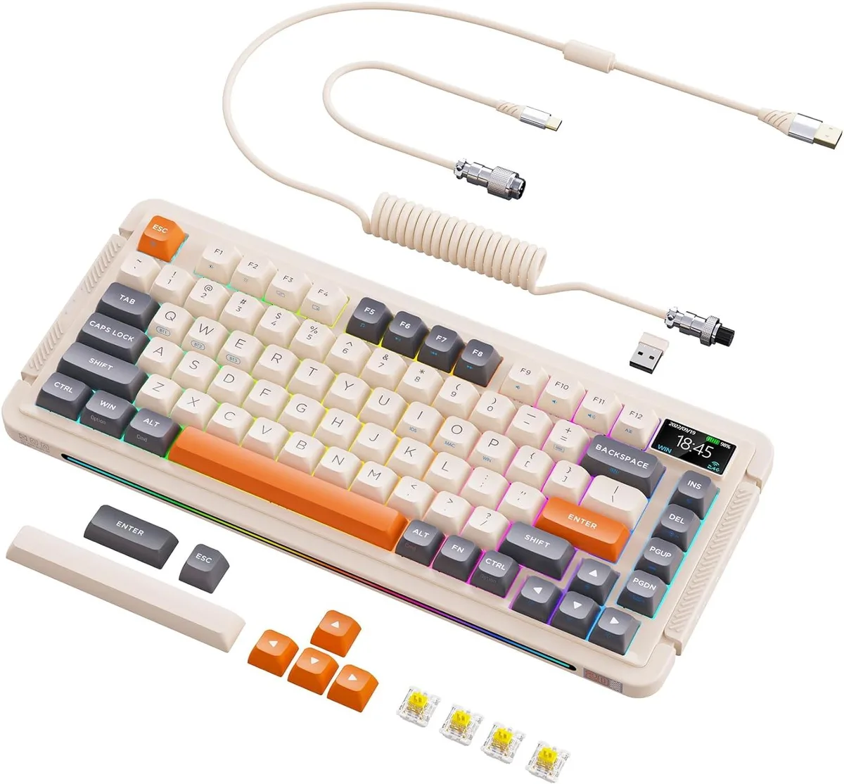 BFKK BFKK 81 Keys Wireless Mechanical Gaming Keyboard Ivory Gateron Yellow Pro — product photo