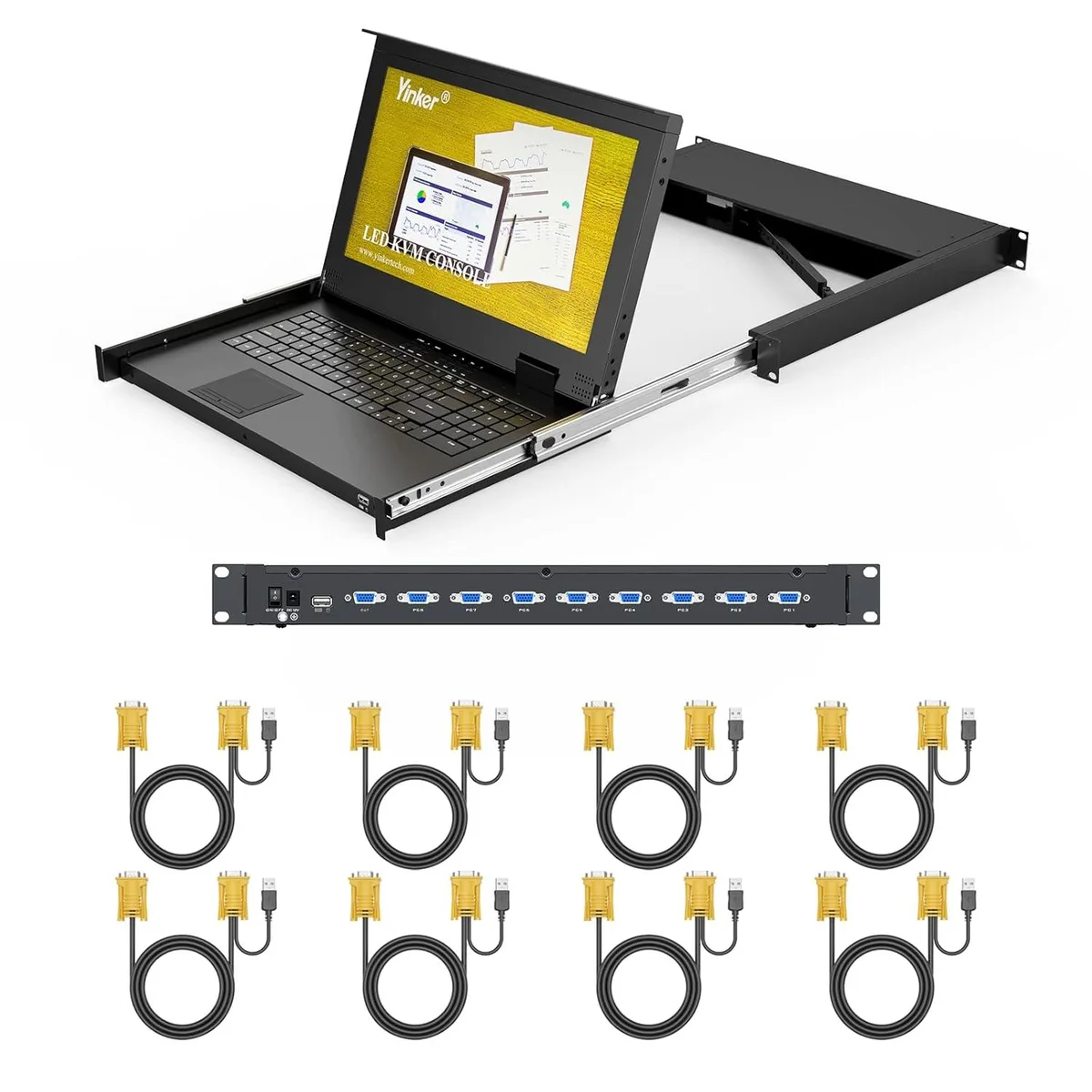 BFKK BFKK 8-Port Rack Mount LCD KVM Console 15.6" 1U 600mm — product photo