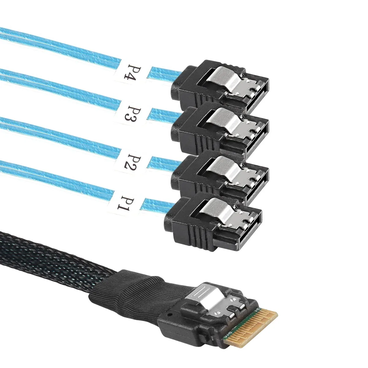 BUCIER BUCIER SFF-8654 Slimline SAS 4.0 38 Pin to 4 SATA 7 Pin Cable 0.5m 12Gbps — product photo