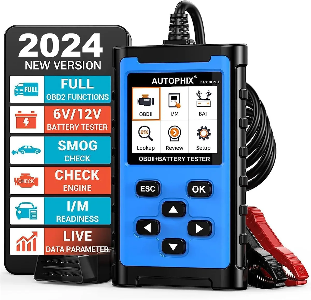 TAURKENAM TAURKENAM BAS300 Plus OBD2 Scanner Battery Tester 12V 100-2000 CCA car electronics accessory — product photo