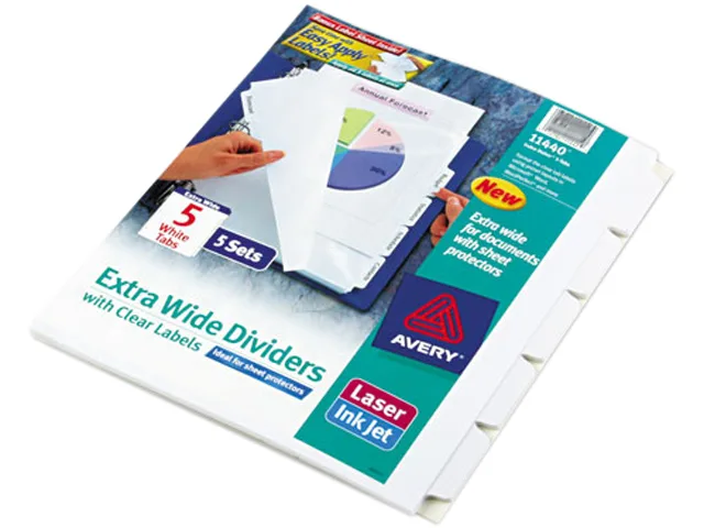Avery Avery 11440 5-Tab Clear Label Dividers, 5 Sets, card filing — product photo