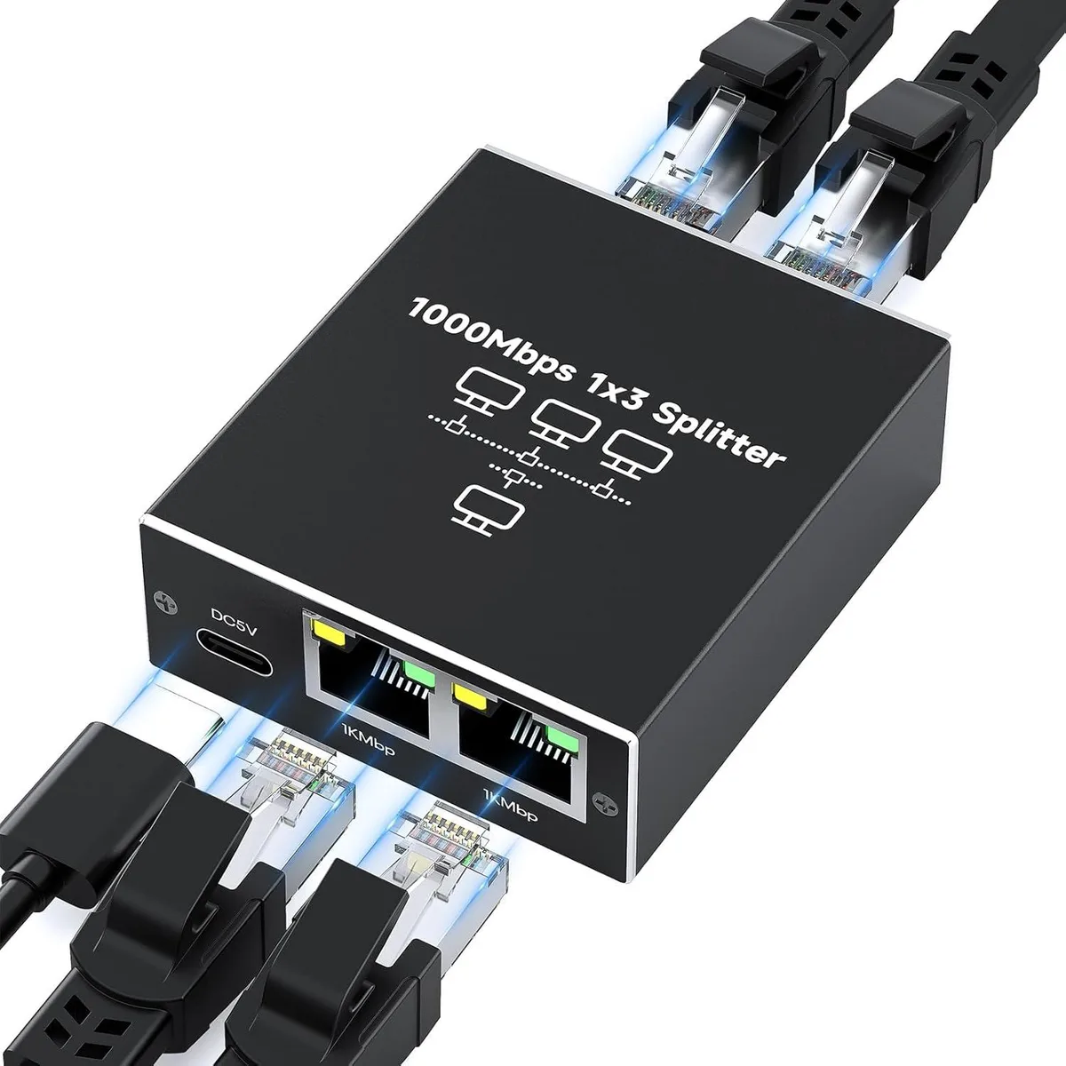Hitoor Hitoor Gigabit Ethernet Splitter 1 to 3 1000Mbps network connector — product photo