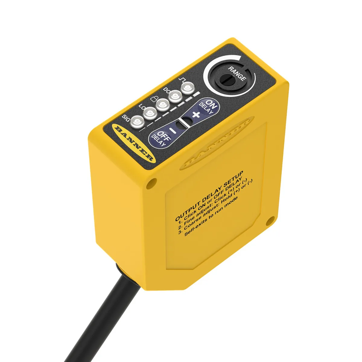 Red rectangular sensor with 2 m cable and screw adjustment