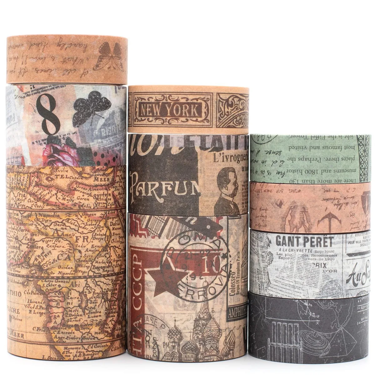 YUBX YUBX Vintage Washi Tape Set 10 Rolls 15-60 mm — product photo