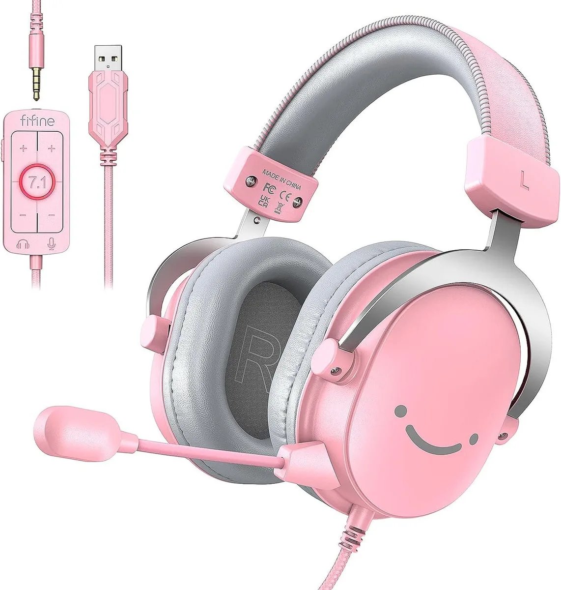 BFKK BFKK Gaming Headset Pink 7.1 Surround USB 3.5mm 50mm 124in — product photo