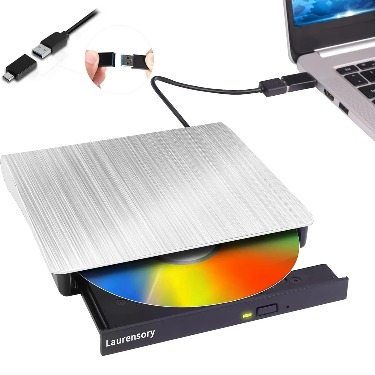 KEHIPI KEHIPI External DVD Duplicator USB 3.0 Type-C Silver — product photo