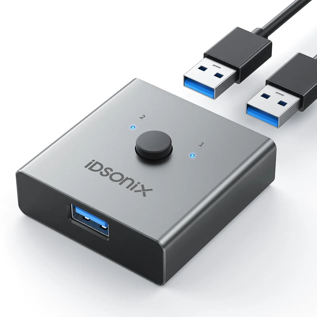 GCROWN GCROWN USB 3.0 Bi-Directional KVM Switch 1 in 2 Out (2 in 1 Out) Aluminum — product photo