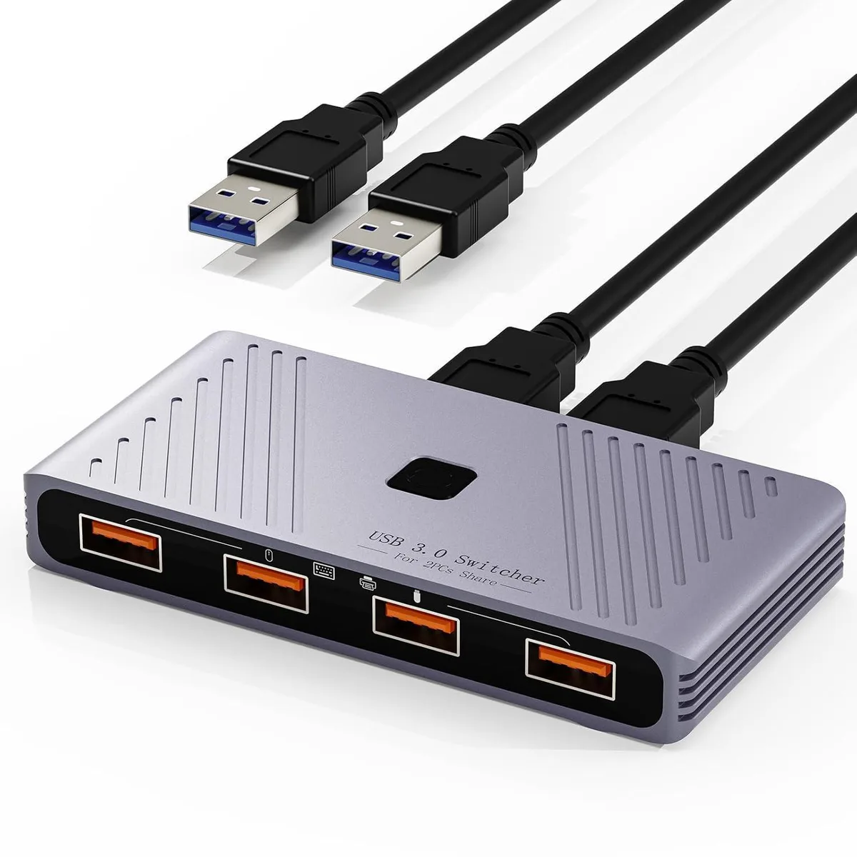 WRIARICH WRIARICH USB 3.0 KVM Switch 2-Port 4-Device Aluminum — product photo