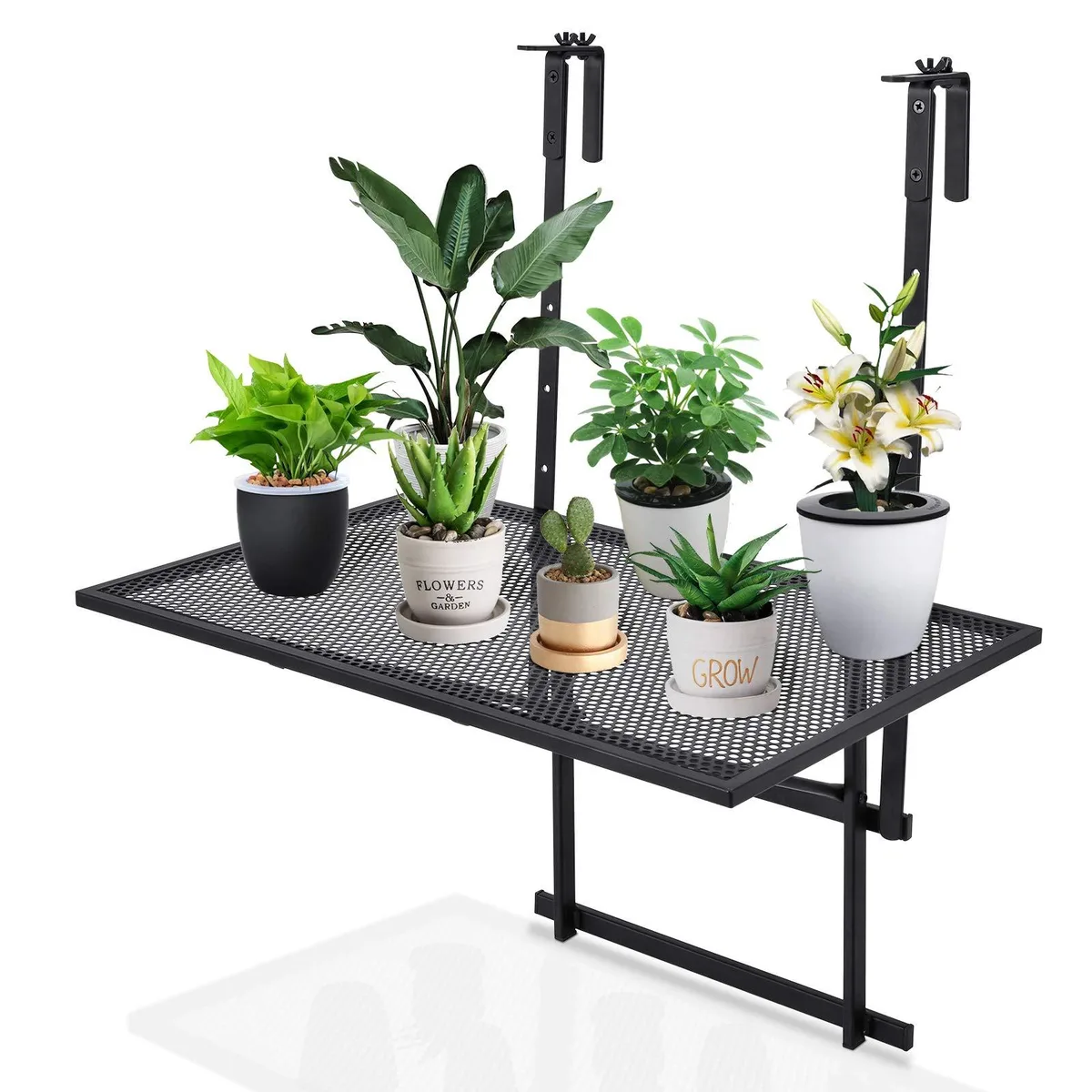NShi NShi Balcony Railing Table 16 x 24 in Black 5 Heights 24-32.5 in — product photo