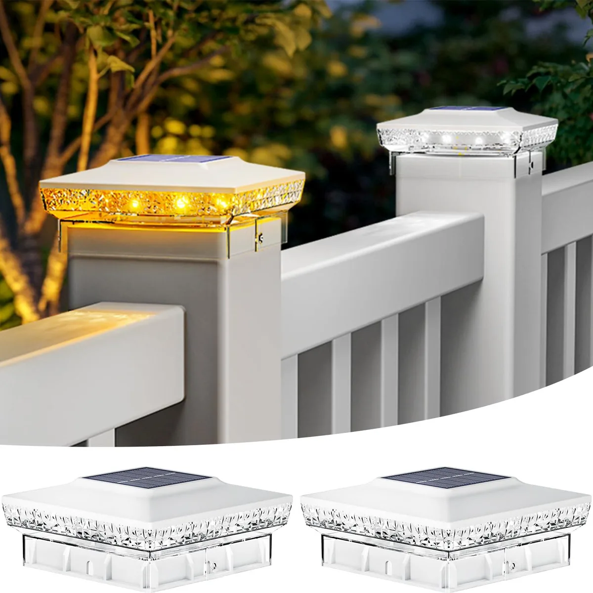  FL19 2 Pack Solar Post Light 16 LED IP64 600 mAh — product photo
