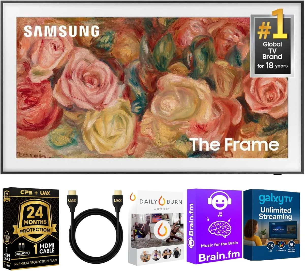 Samsung 65-inch The Frame QLED TV with slim bezel and matte finish